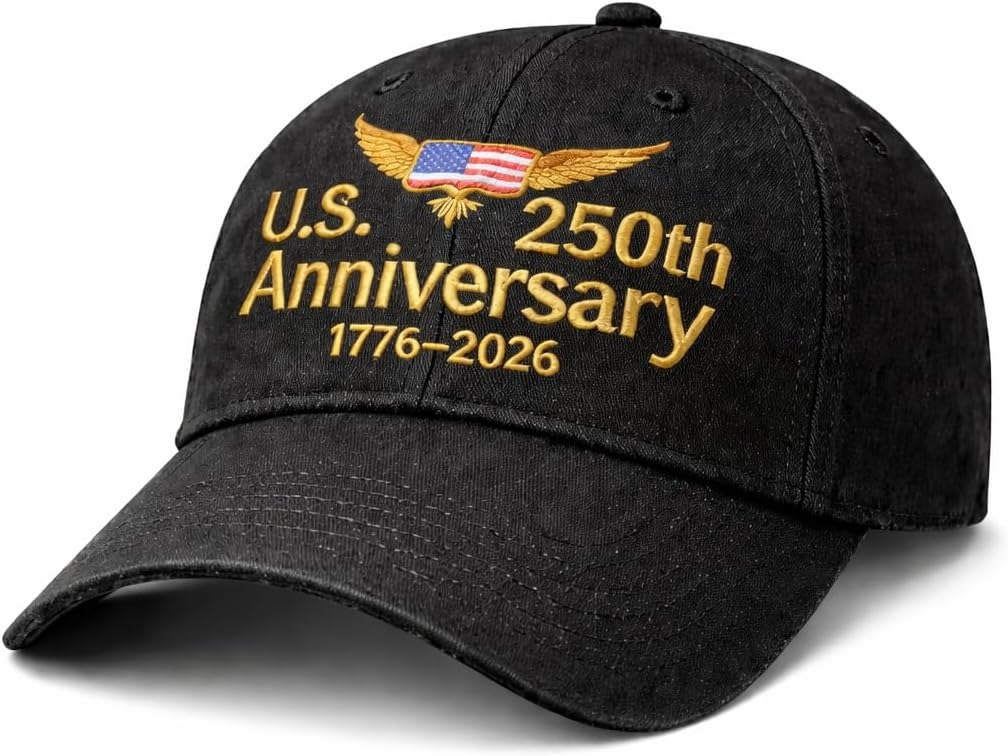 United States 250th Anniversary Hat, Adjustable USA Anniversary Baseball Cap 1776-2026 Patriotic Theme Casual Hat (Assorted)