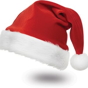 Santa Hat for Adults Red Velvet Thickened Plush Christmas Hat for Women and Men Holiday Xmas New Year Party Headwear