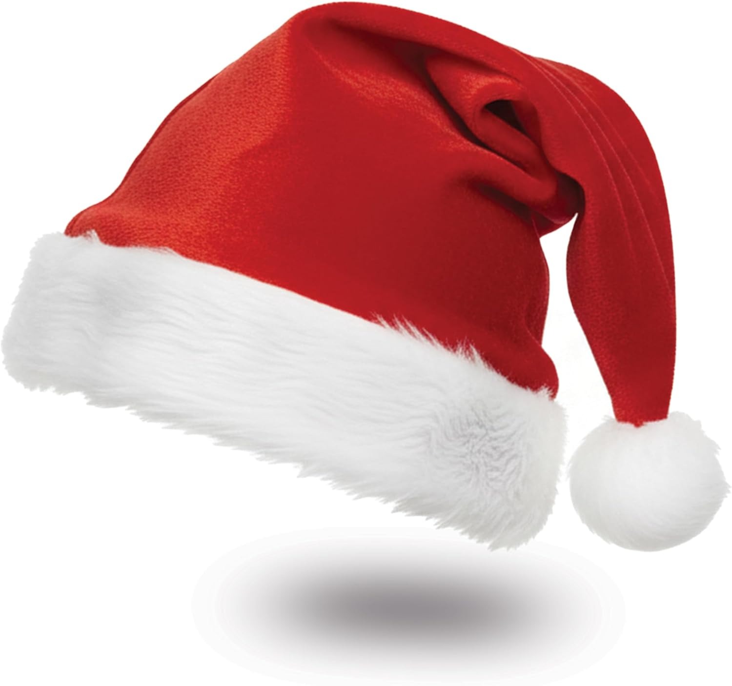 Santa Hat for Adults Red Velvet Thickened Plush Christmas Hat for Women and Men Holiday Xmas New Year Party Headwear