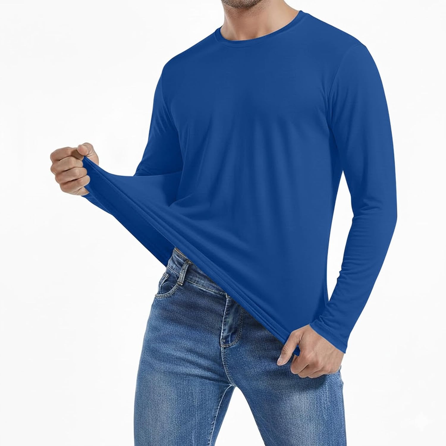 Men's Long Sleeve T-Shirt, 100% Organic Cotton, Lightweight Breathable Athletic Tee for Training & Hiking - Image 2