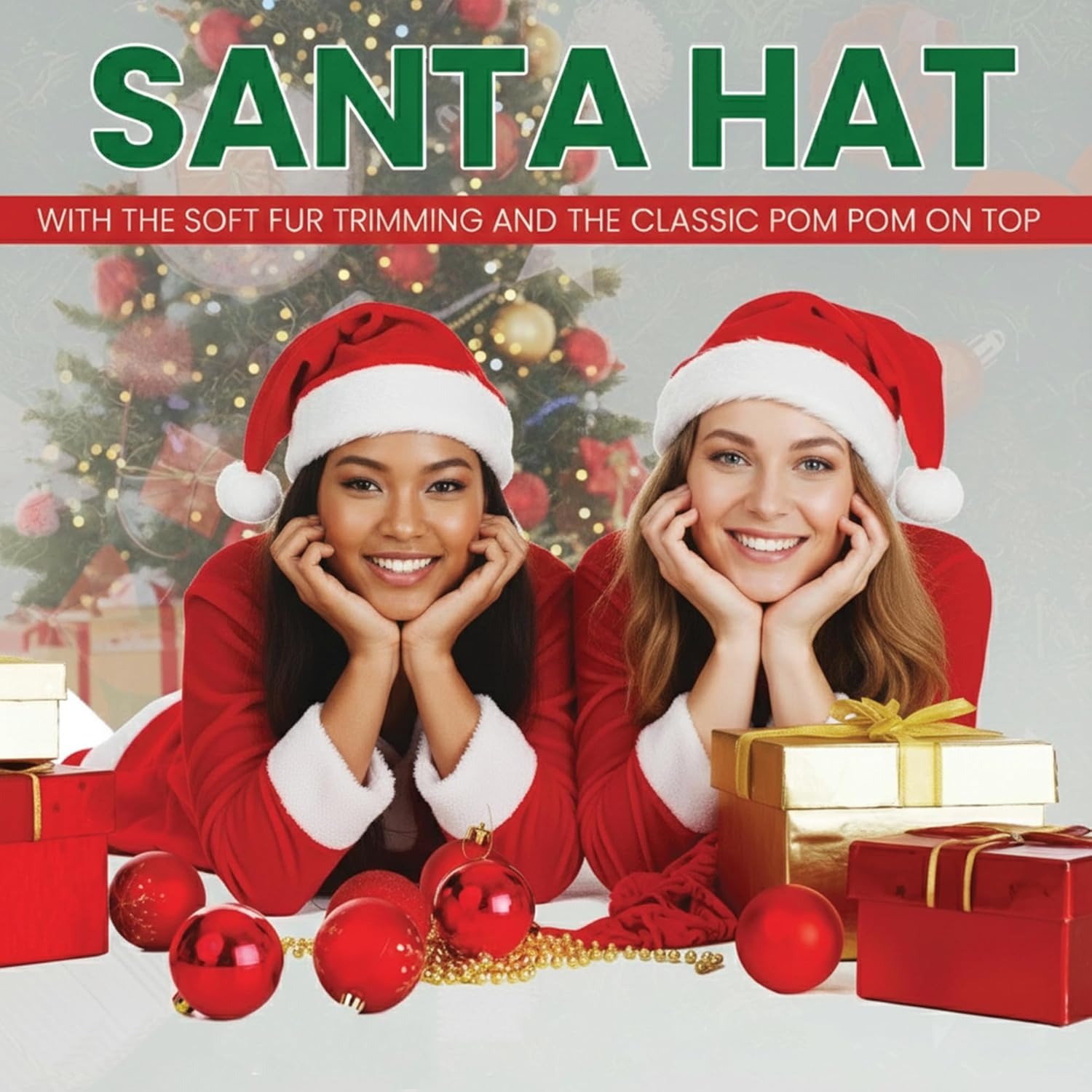 Santa Hat for Adults Red Velvet Thickened Plush Christmas Hat for Women and Men Holiday Xmas New Year Party Headwear - Image 3