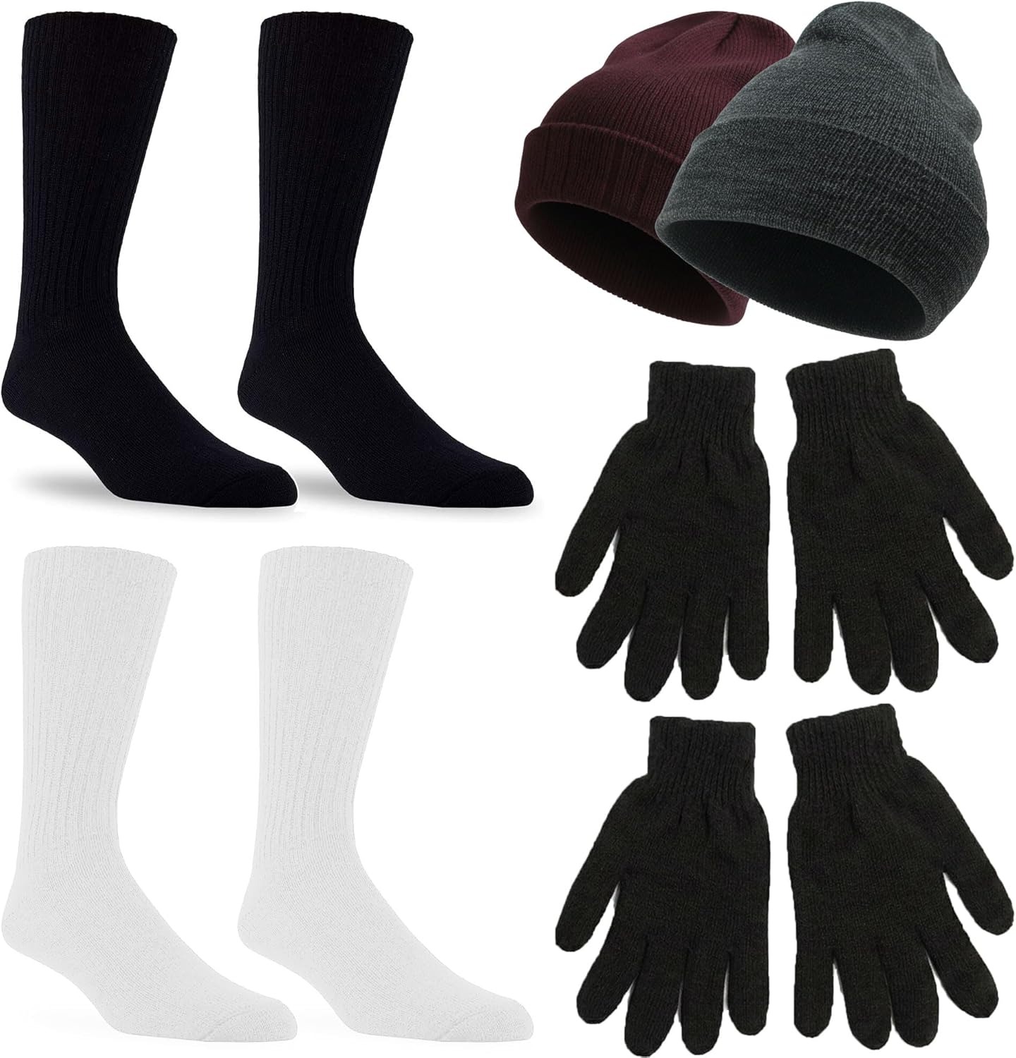 Winter Beanie Hat Gloves Socks Set, Adult Thick Thermal Fleece Lined Cold Weather Bundle (Asserted Colour) - Image 5