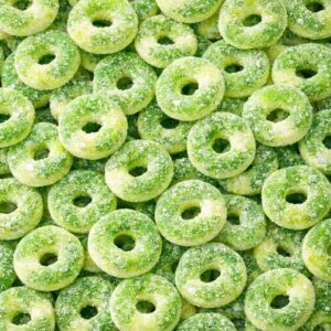 Apple Rings Gummy Candy 2LB Bulk Bag Sweet & Sour Green Apple Gummies Soft Chewy Fruit Candy Party Treats