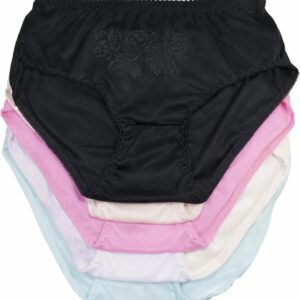 Womens Cotton Underwear 5 Pack High Waisted Lace Briefs Full Coverage Soft Breathable Stretch Panties M-2XL