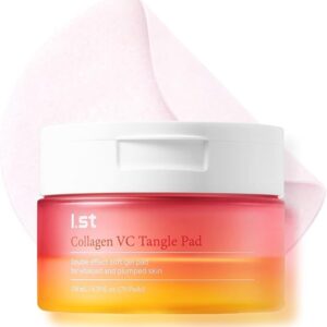 I.st Collagen VC Bounce Pad, Makeup Ready Toner Pads, Vitamin Pore Refining Korean Skin Care Toner for Face, Daily Hydrating Soft Round Gel Mask for Sensitive Skin, Gifts for Women, 70 Count