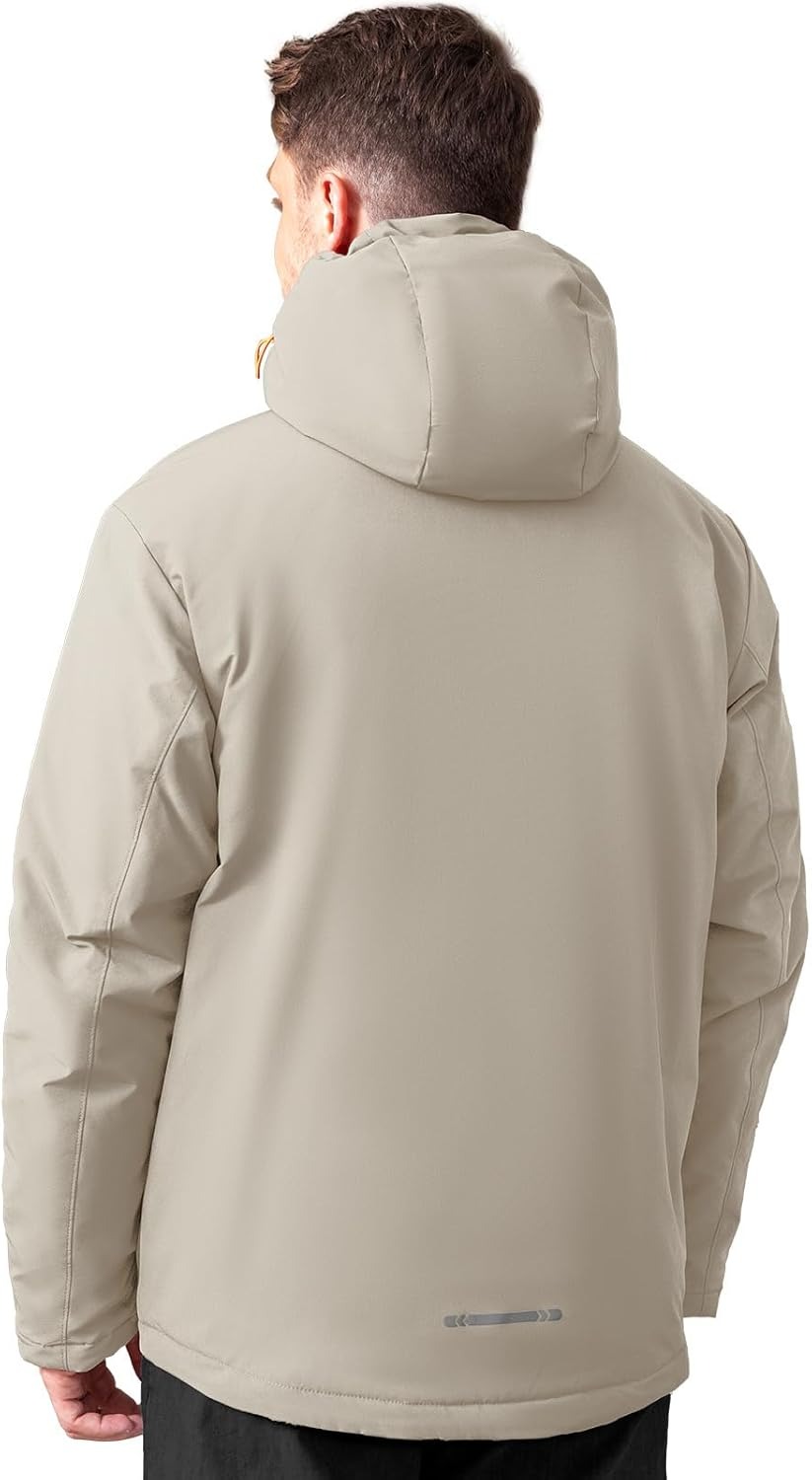 Men's Thermal Waterproof Windproof Jacket Hooded Insulated, Lightweight Winter Snow Coat with Multiple Pockets - Image 4