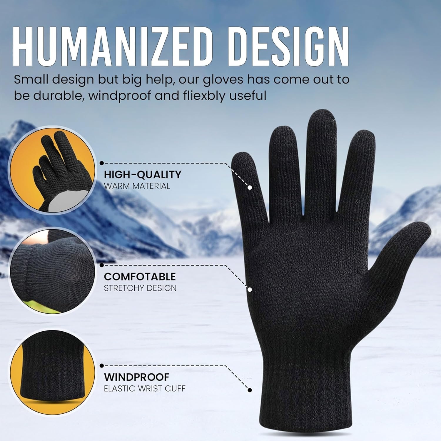 Adult Winter Magic Gloves, Warm Stretchy Knit Full-Finger Gloves for Men & Women, Soft Cold Weather Gloves - Image 2