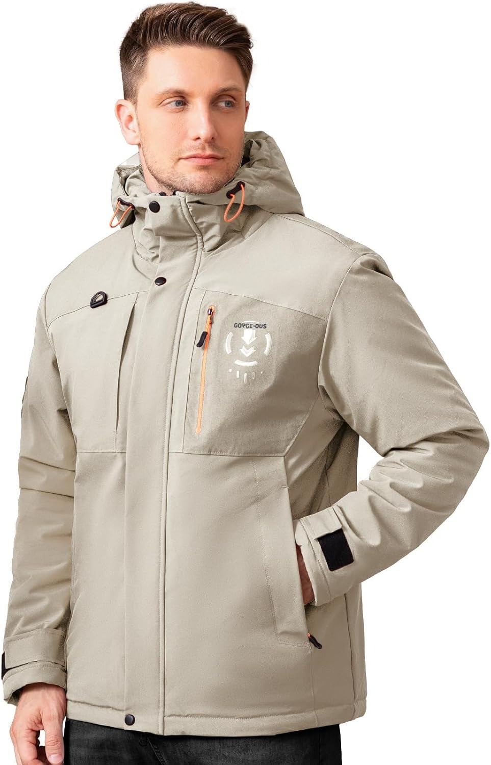 Men's Thermal Waterproof Windproof Jacket Hooded Insulated, Lightweight Winter Snow Coat with Multiple Pockets - Image 2