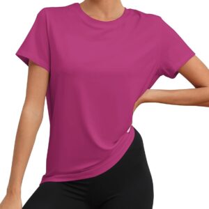 Workout Tops for Women UPF50+ Breathable Loose Fit Yoga T Shirts Short Sleeve Running Gym Athletic Tee Top