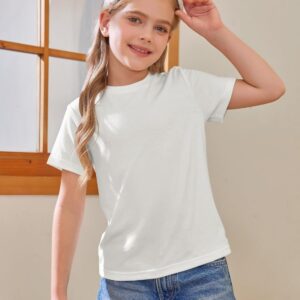 Girls Short Sleeve T Shirts Kids Summer Tops Crewneck Tees 5-14 Years