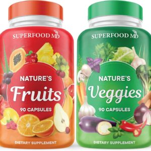 Fruits & Veggies Supplement - Whole Food Natural Superfoods - with Beta Carotene - Soy Free- 90 Count (Pack of 2)